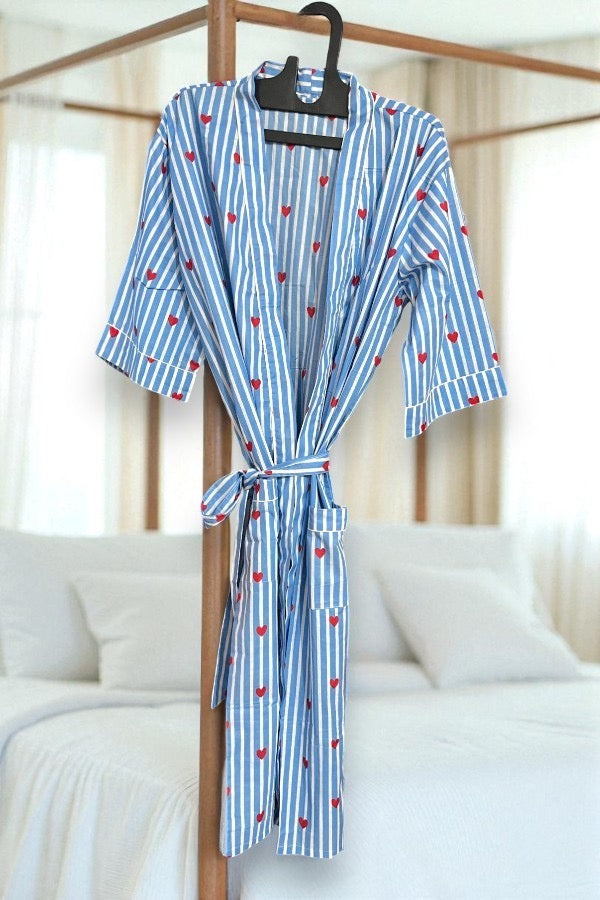 PREORDER Sweetheart Getaway Heart Print Kimono Robe