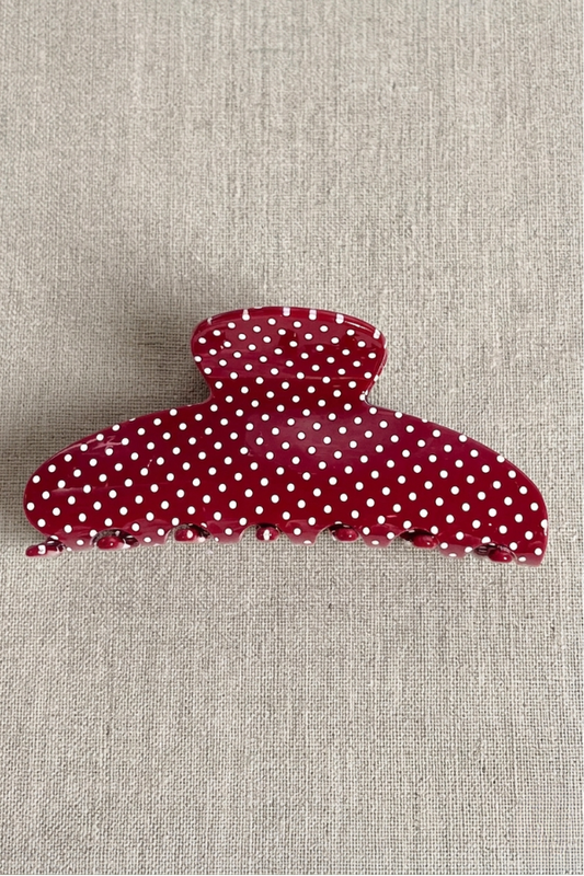 Maroon Polka Dot Claw Clip PREORDER