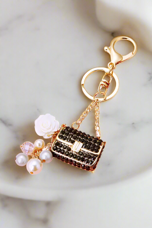 PREORDER Black Rhinestone Handbag Purse Charm