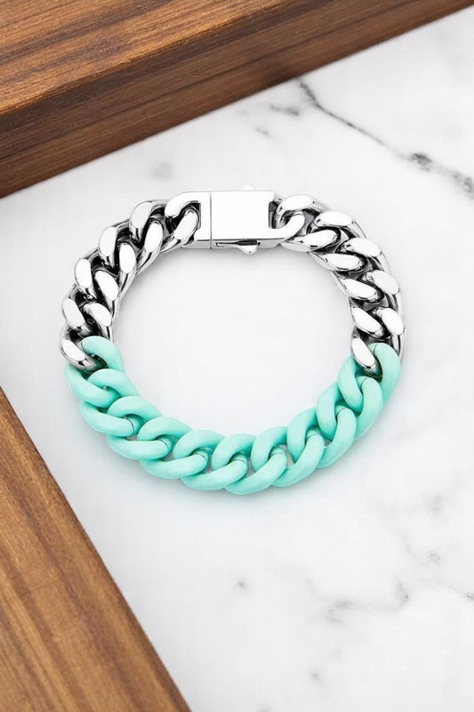 PREORDER Victoria Mint and Silver Link Bracelet