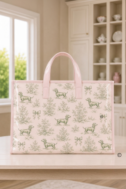 The Doxie Darlin' Pink Vinyl Tote© PREORDER