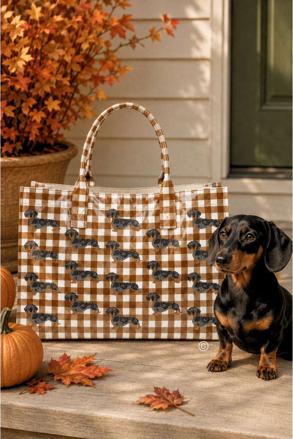 Chloe in Khaki Gingham Vinyl Tote© PREORDER