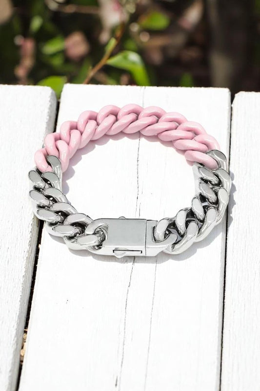 PREORDER Victoria Pink and Silver Link Bracelet