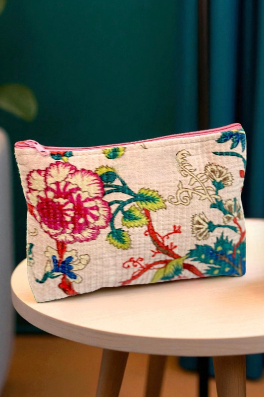 PREORDER Calista Velvet Floral Cosmetic Bag