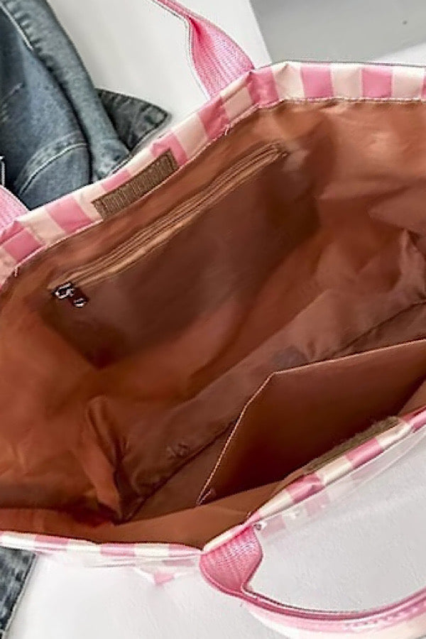 PREORDER Pink and Gray Striped TOTE BAG
