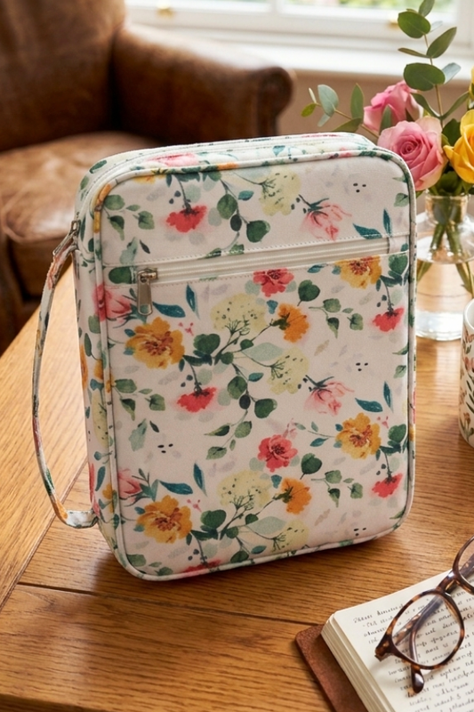 Rebecca White Floral Zipper Bible Cover PREORDER
