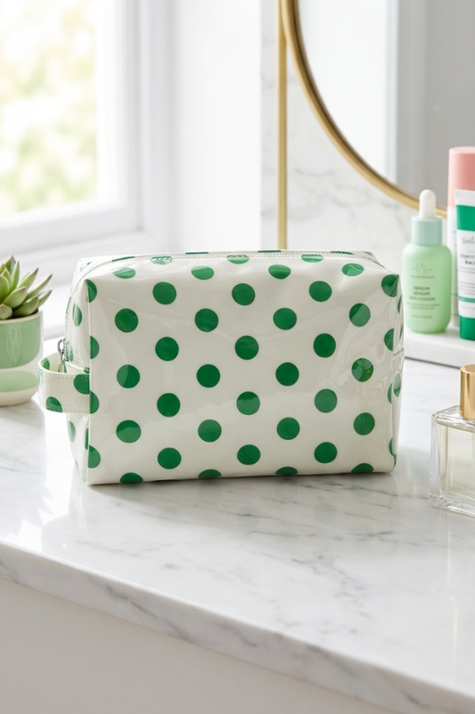 Mabel Cream Polka Dot Cosmetic Bag PREORDER
