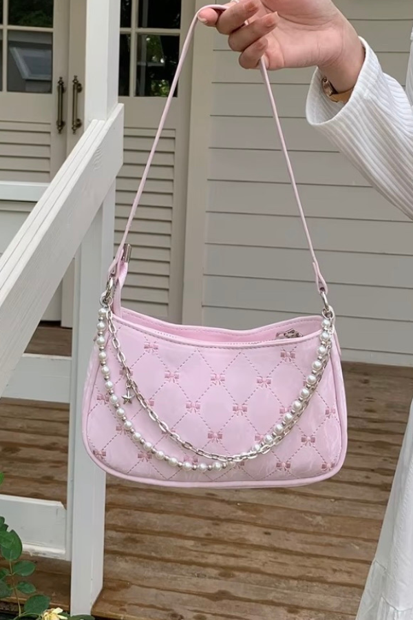 PREORDER Cora Pink Bow Print Shoulder Bag