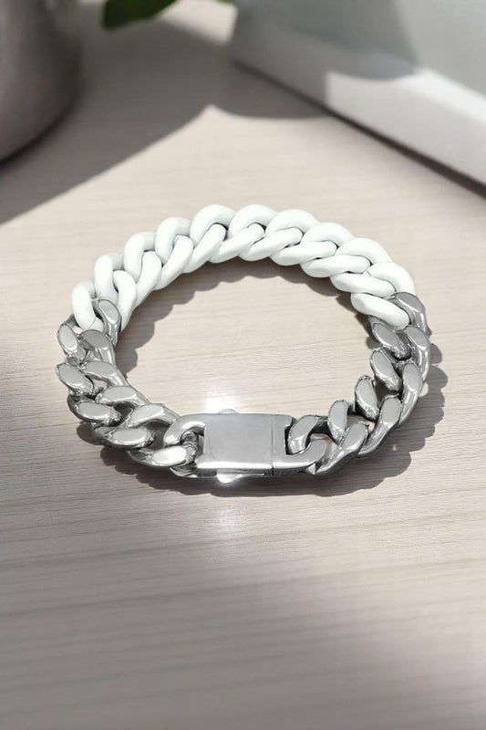 PREORDER Victoria White and Silver Link Bracelet