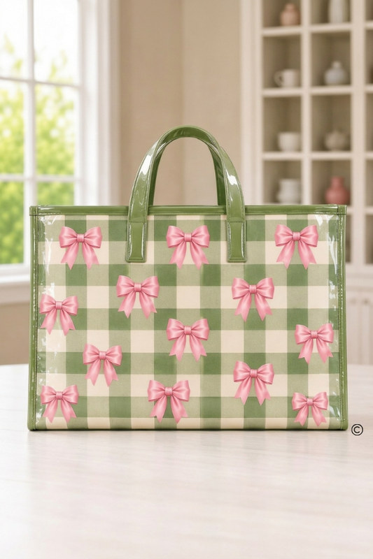 The Belle Gingham Vinyl Tote© PREORDER