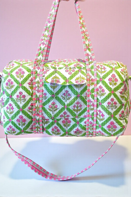 PREORDER Scottie Pink and Green Floral Duffel Bag