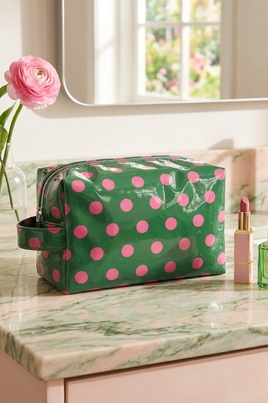 Mabel Green Polka Dot Cosmetic Bag PREORDER