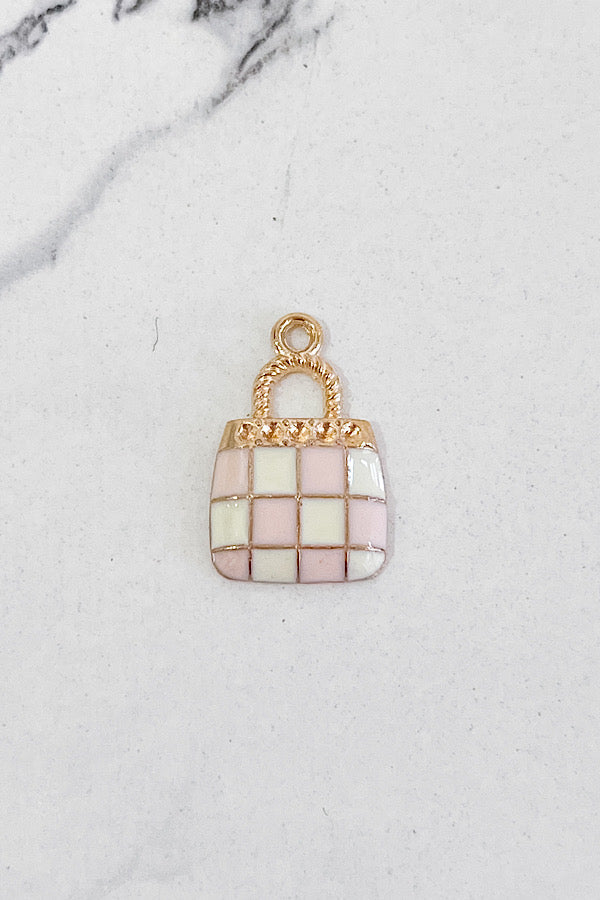 Pink Check Purse Charm