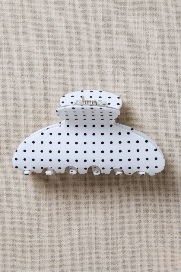 White Polka Dot Claw Clip PREORDER