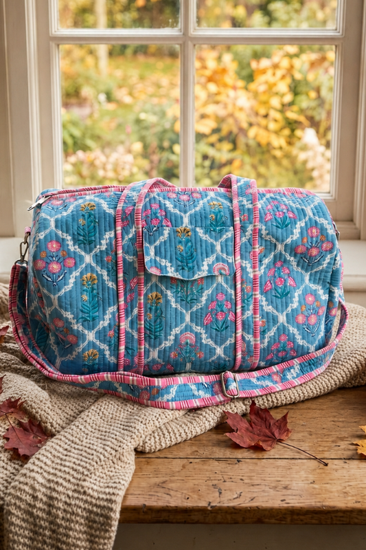 Cottagecore Blue Floral Duffel Bag PREORDER