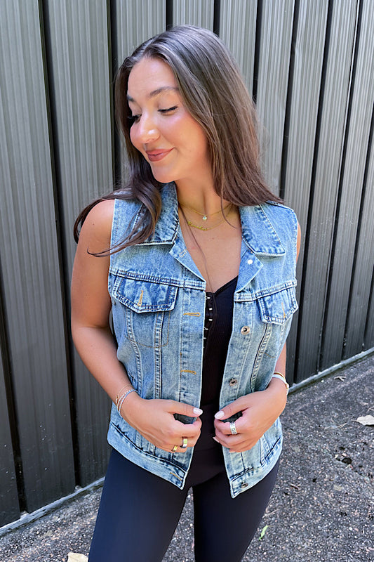 PREORDER Morgan Sleeveless Denim Vest