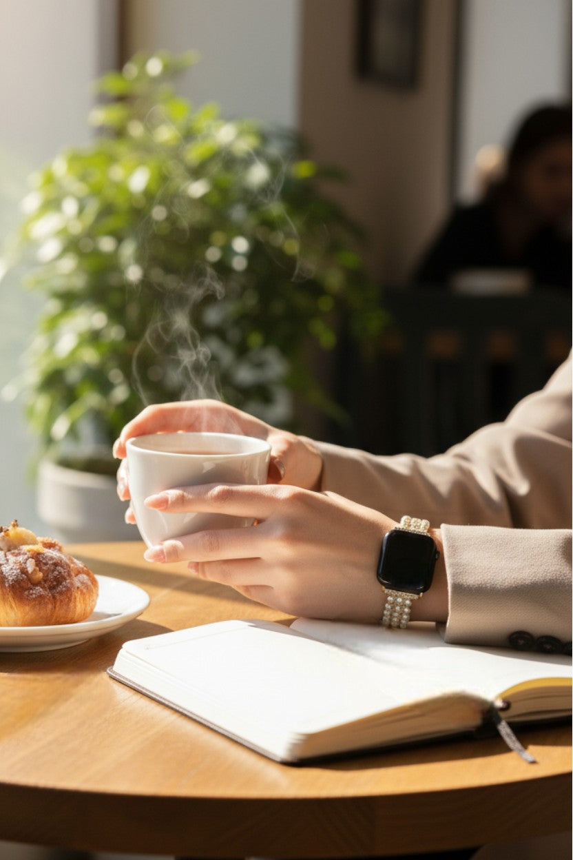 Beatrice Gold Pearl Smartwatch Band