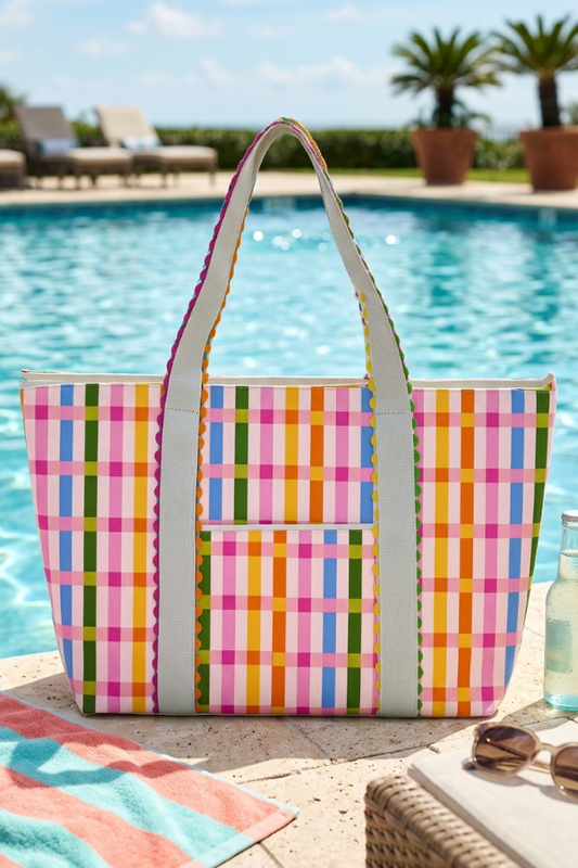 Ella Multicolor Striped Canvas Tote Bag PREORDER