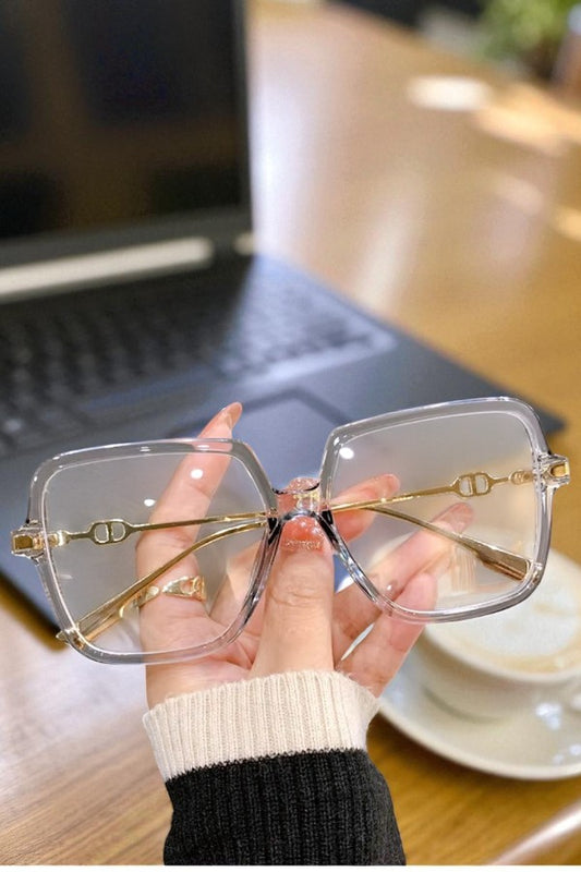 PREORDER Natalie Clear Gray Square Blue Light Glasses