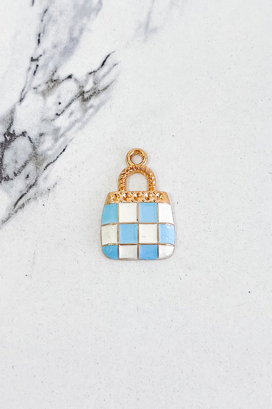 Blue Check Purse Charm