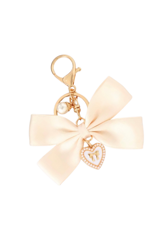 Cream Bow with Charm Purse Charm