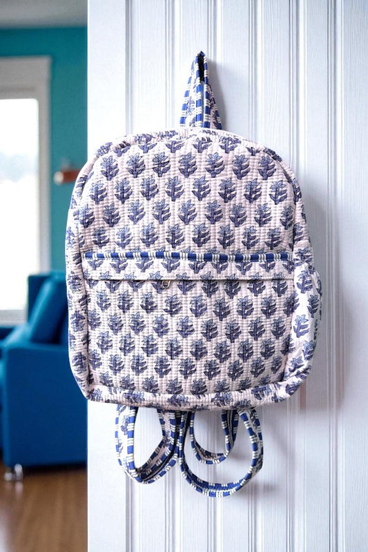 Beau Blue Floral Print Backpack