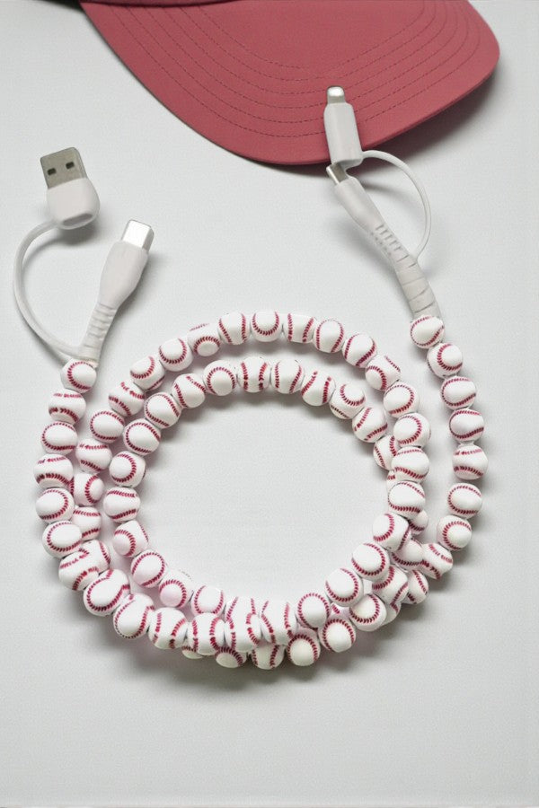 PREORDER Updated Baseball Beaded Cord Charger