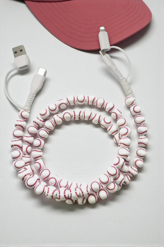 PREORDER Updated Baseball Beaded Cord Charger
