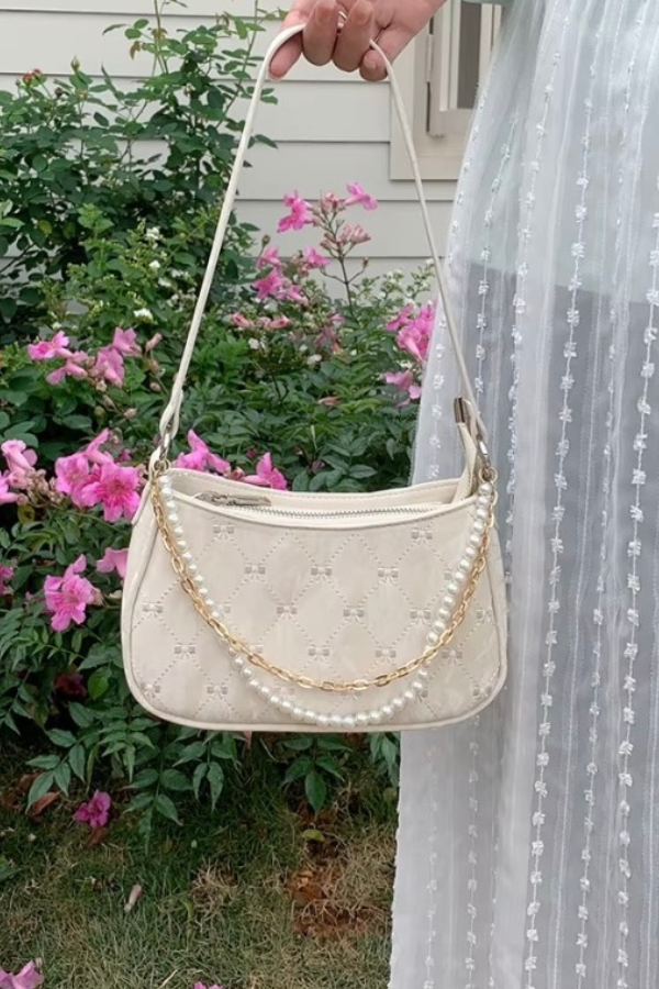 PREORDER Cora Cream Bow Print Shoulder Bag