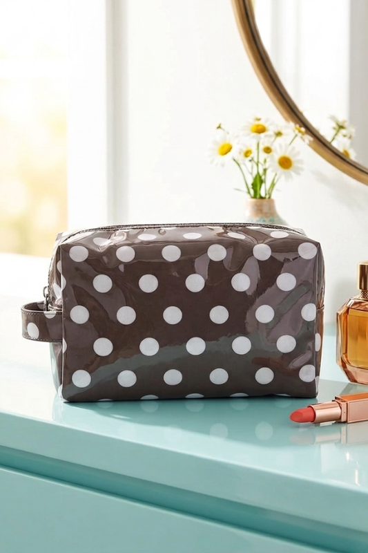 Mabel Brown Polka Dot Cosmetic Bag PREORDER