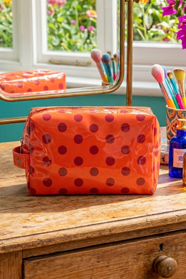 Mabel Orange Polka Dot Cosmetic Bag PREORDER