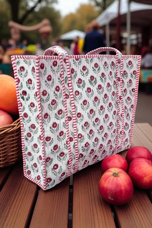 PREORDER Sullivan Red and White Floral Tote Bag