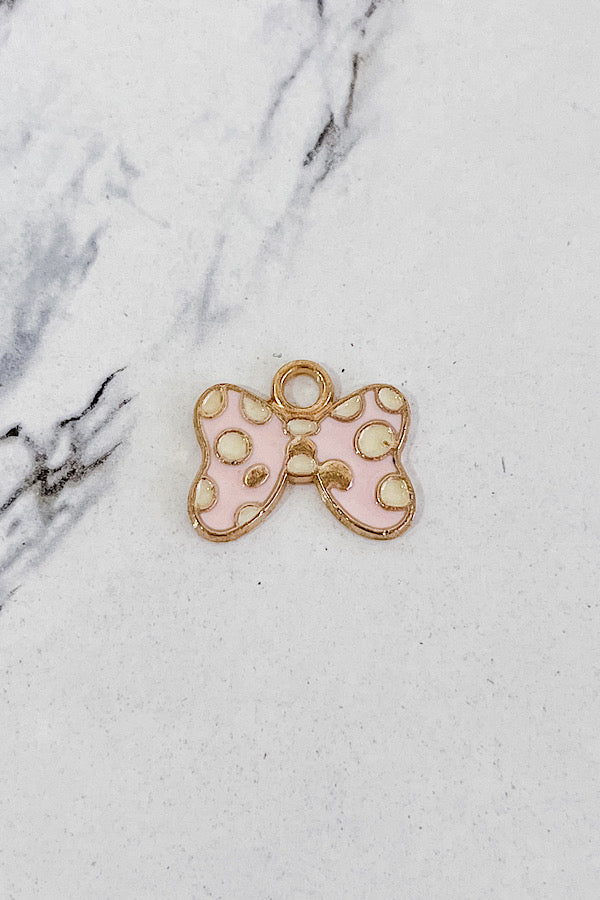 Pink Polka Dot Bow Charm