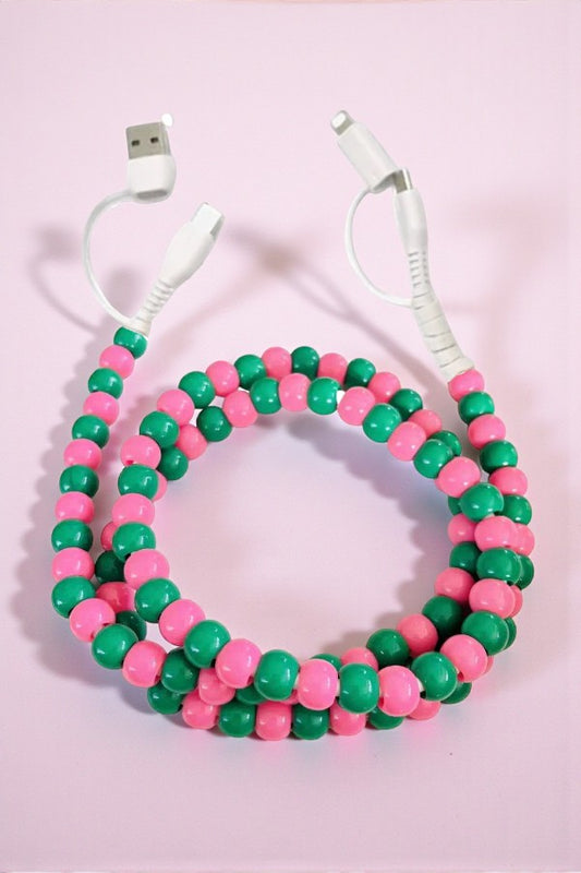 PREORDER Updated Green and Pink Beaded Charger