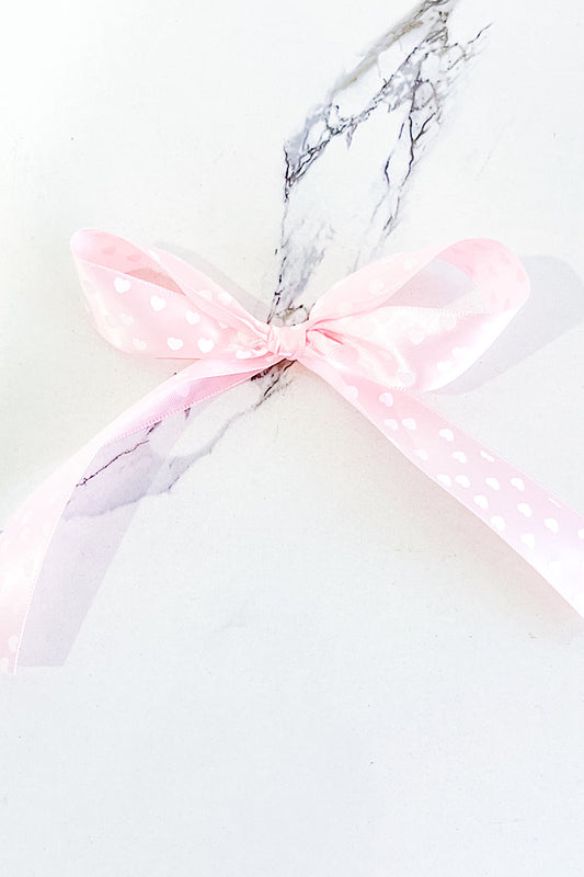 Kids Light Pink Heart Satin Hair Bow