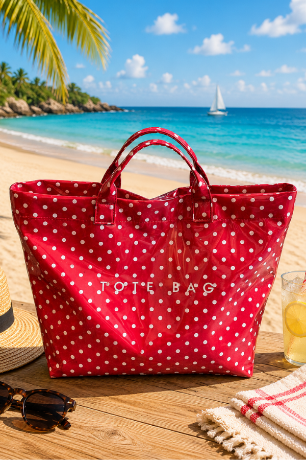 Red and White Polka Dot TOTE BAG