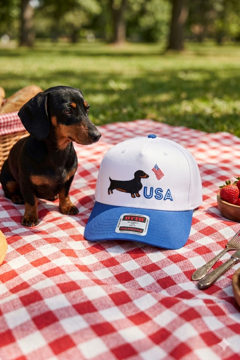 Red White and Woof Embroidered Hat
