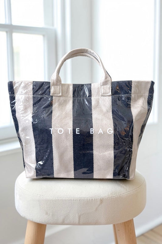 PREORDER Navy and Beige Striped TOTE BAG