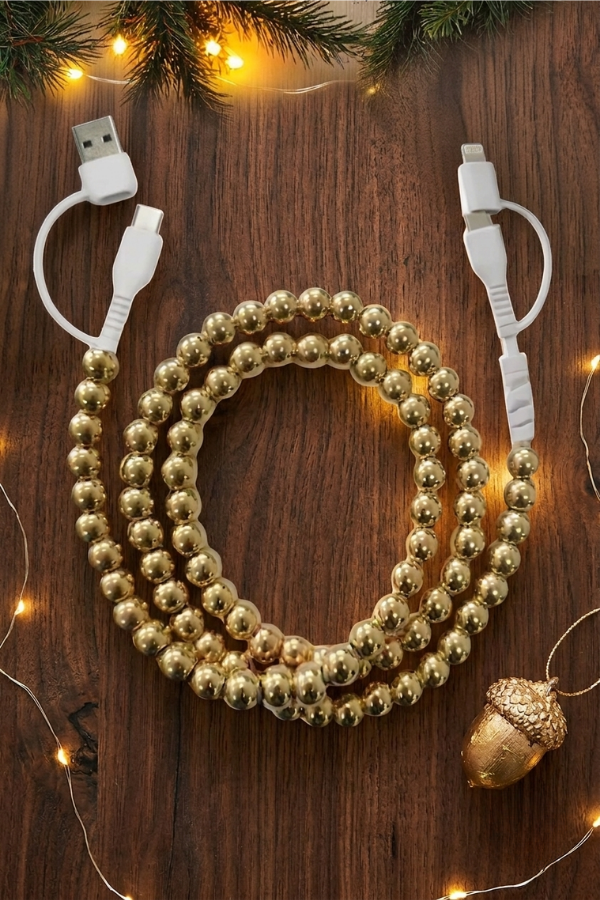 Gold Beaded Charging Cord PREORDER