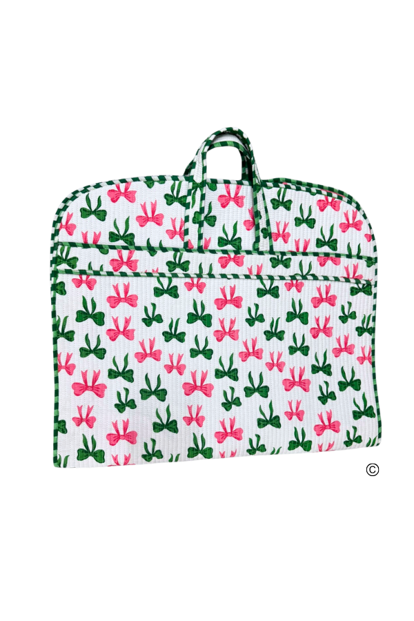 Southern Belle Green and Pink Bow Garment Bag