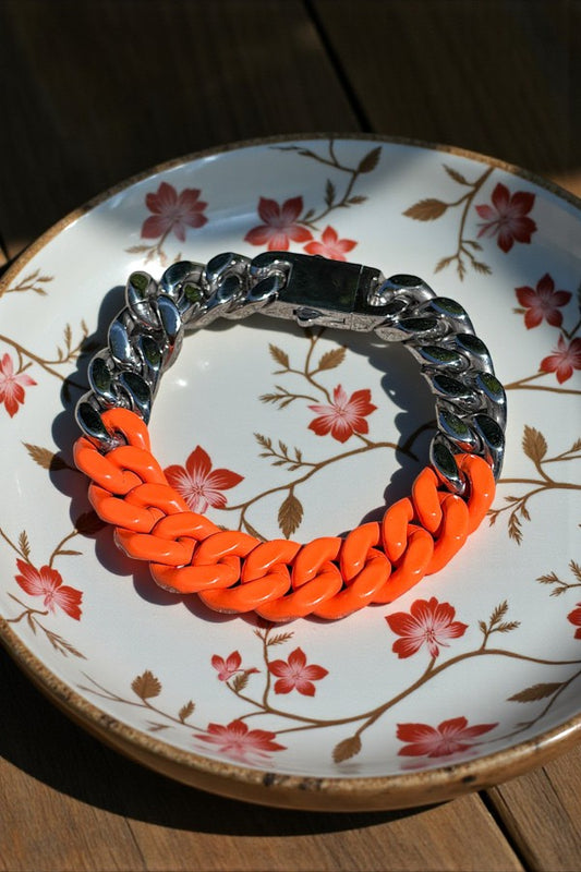 Victoria Orange and Silver Link Bracelet