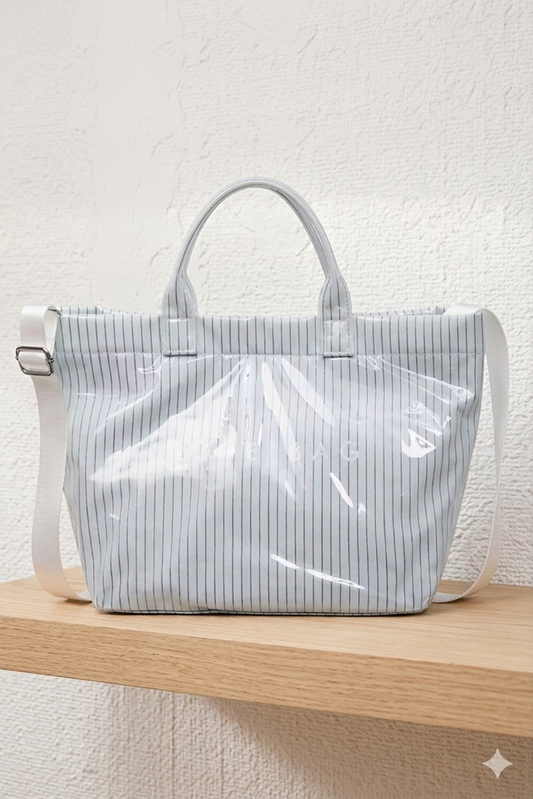 Blue Pinstripe TOTE BAG with Strap PREORDER