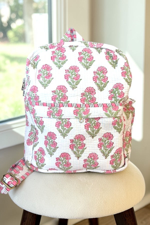 Cassie Pink Floral Print Backpack