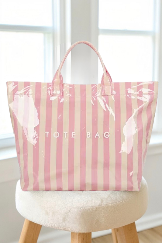 PREORDER Pink and Tan Striped TOTE BAG