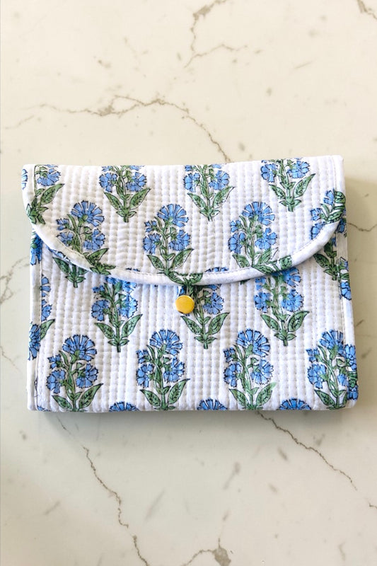 PREORDER Patsy Blue Floral Jewelry Pouch
