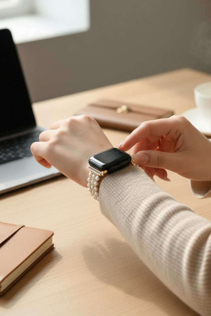 Beatrice Gold Pearl Smartwatch Band