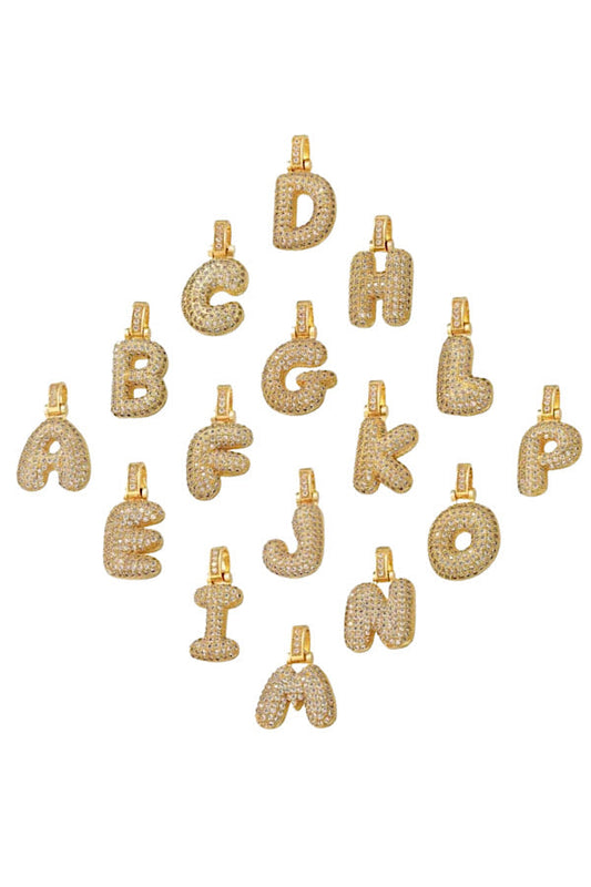 Gold CZ Bubble Initial Charm Z