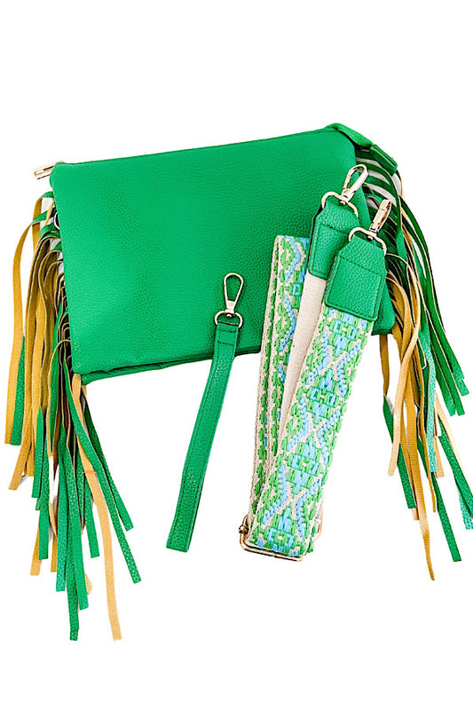 Sedona Green Fringe Bag