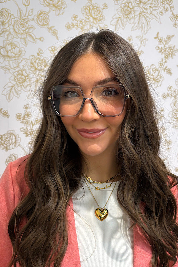 Natalie Clear Gray Square Blue Light Glasses