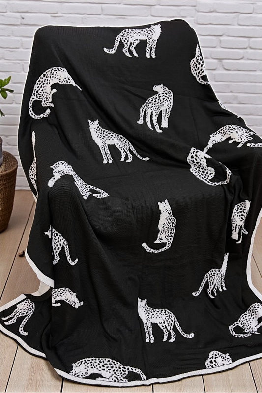 Black and Ivory Cheetah Luxury Blanket